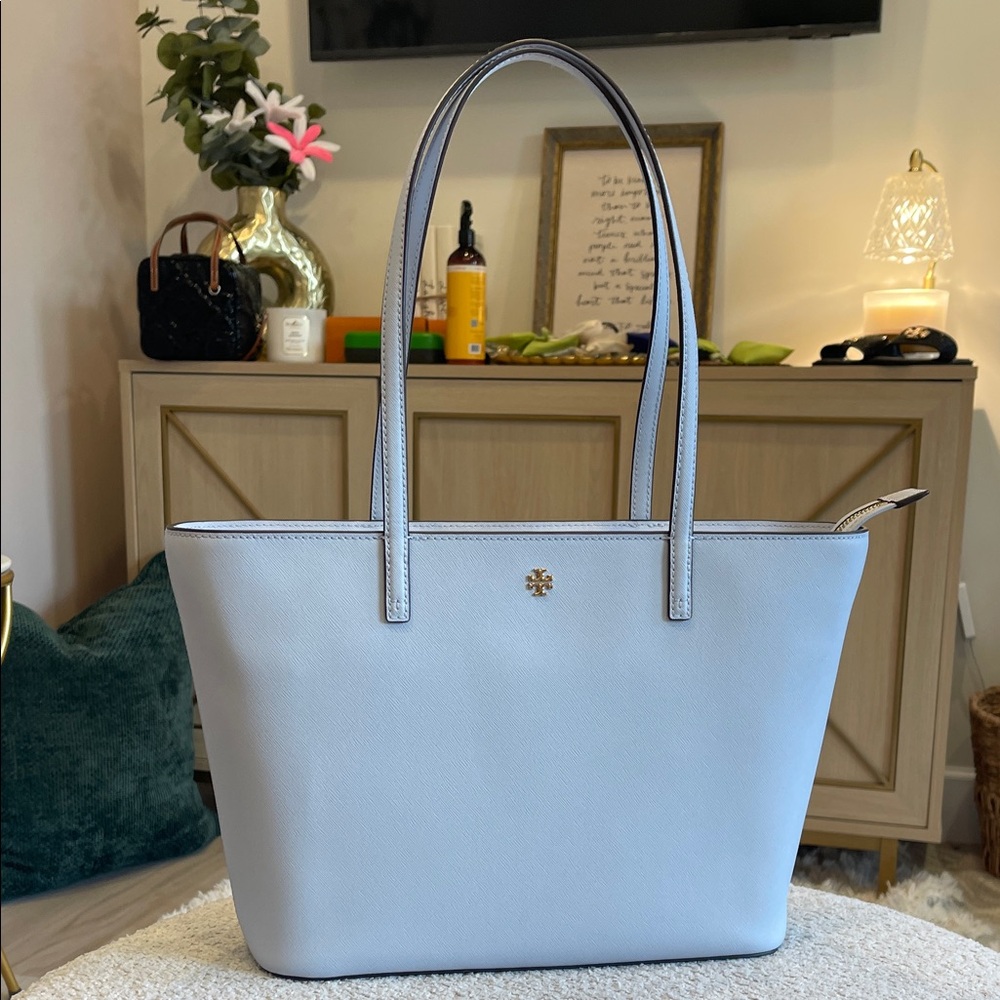 NWOT Tory Burch Light Blue Leather Tote